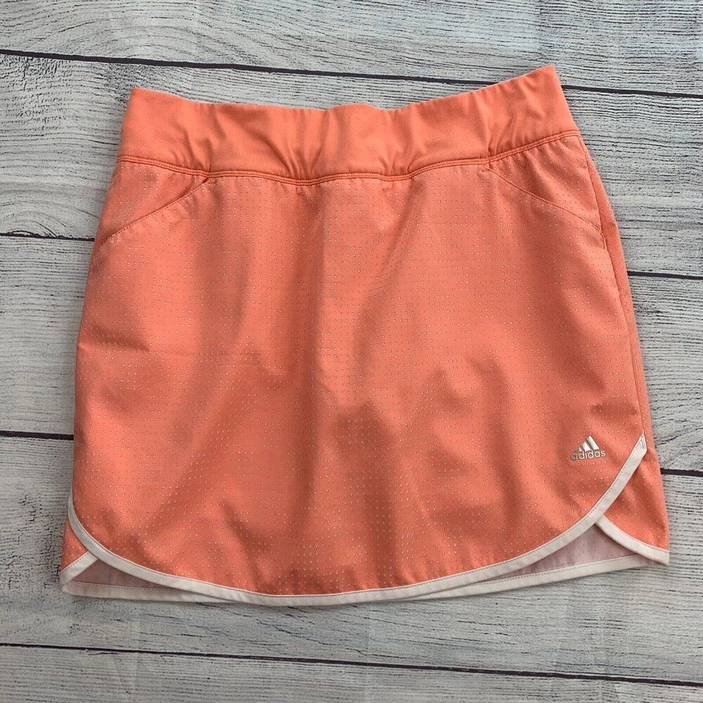Adidas Golf Skort sz Small Shorts Under Skirt Activewear 15.5" Polka Dot Peach